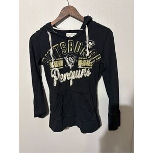 Carl Banks 4 Her Women Small Pittsburgh Penguins Blue Pullover Hoodie Sweatshirt